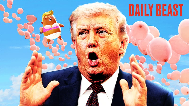 Donald Trump reacts to his bimbo-fied balloon.