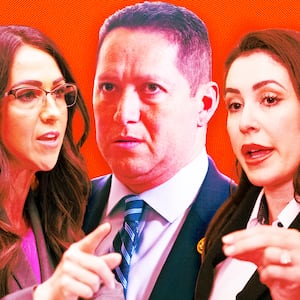 A photo illustration of Lauren Boebert, Tony Gonzales, and Anna Paulina Luna.