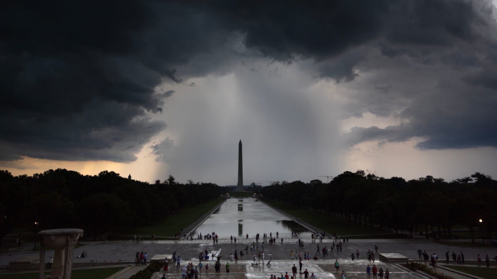 Storm clouds are seen over the Washington Monument on the National Mall, on Monday, August 7, 2023 in Washington.