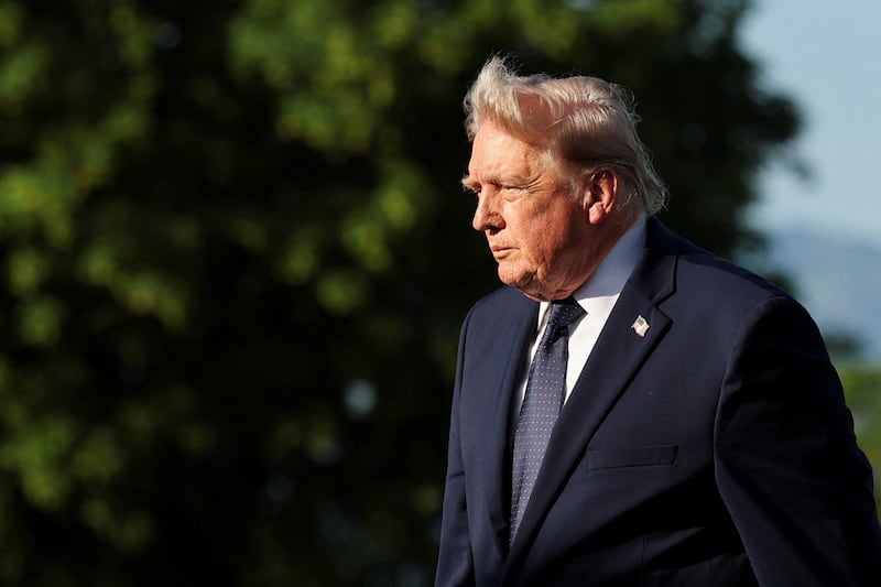 U.S. President Donald Trump walks during the G7 summit in Evian-les-Bains, France, June 15, 2026.