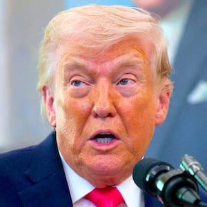President Donald Trump speaks as he attends Markwayne Mullin's swearing-in as Department of Homeland Security (DHS) Secretary, at the White House in Washington, D.C., U.S., March 24, 2026.