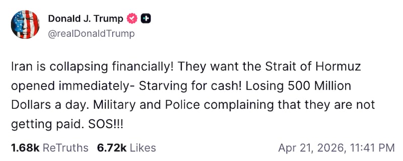 Donald Trump Truth Social post