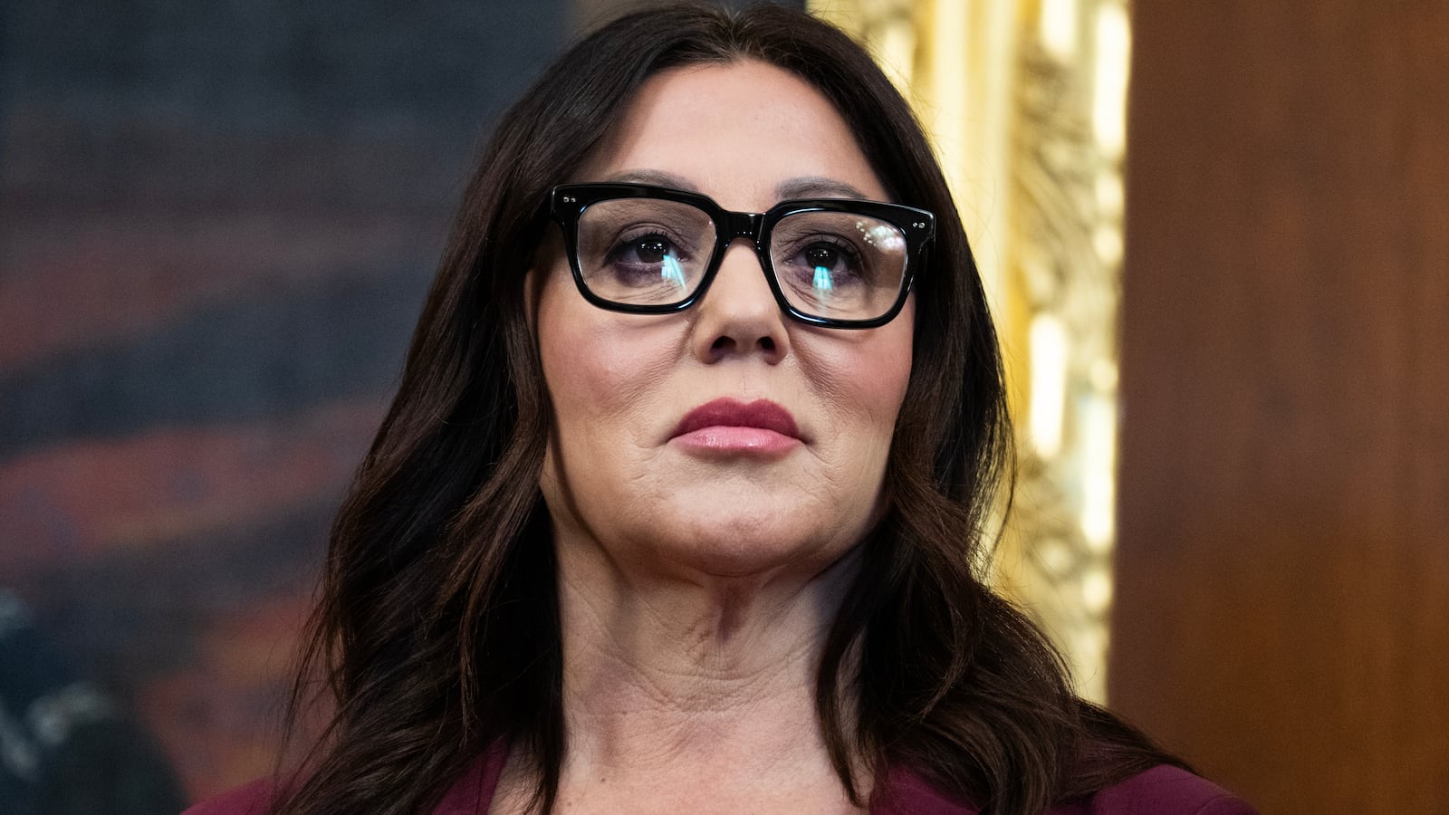 UNITED STATES - NOVEMBER 4: Labor Secretary Lori Chavez-DeRemer attends a news conference with House Republican leadership in the U.S. Capitol on the government shutdown on Tuesday, November 4, 2025. (Tom Williams/CQ-Roll Call, Inc via Getty Images)