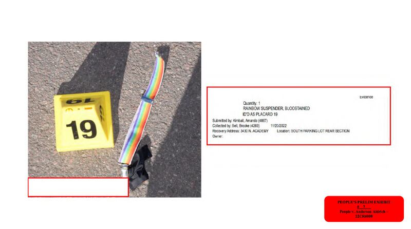 A bloodied rainbow suspender