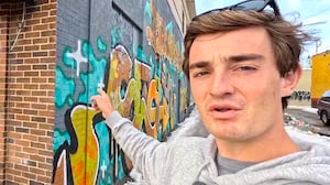 Nick Shirley outside a care center.