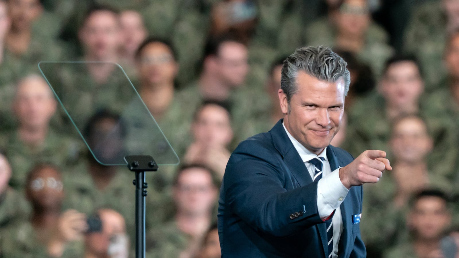 YOKOSUKA, JAPAN - OCTOBER 28: U.S. Secretary of War Pete Hegseth delivers a speech ahead of the arrival of President Donald Trump aboard USS George Washington on October 28, 2025 in Yokosuka, Japan. Trump is visiting Japan, fresh off an appearance at the ASEAN summit in Malaysia, and will next travel to South Korea for the APEC meetings. (Photo by Tomohiro Ohsumi/Getty Images)