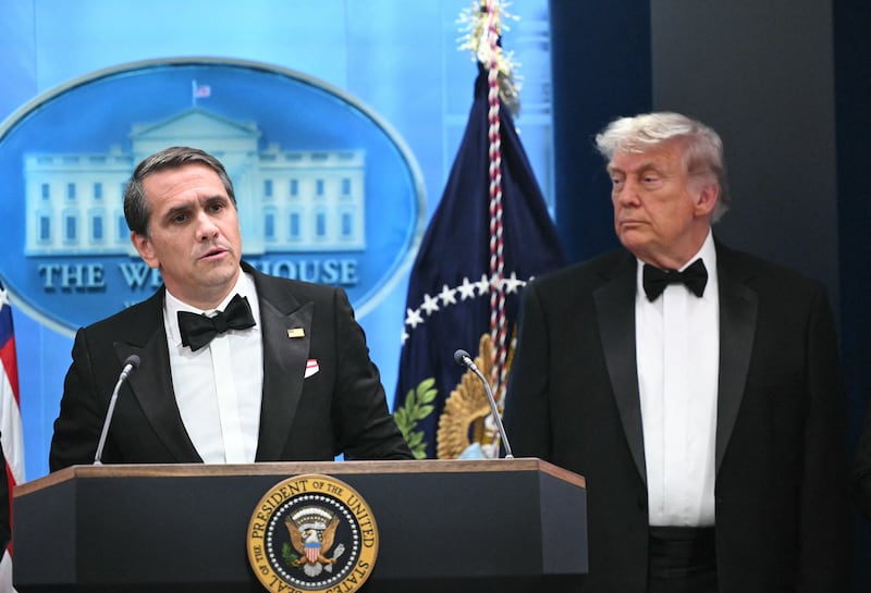 President Donald Trump with Acting Attorney General Todd Blanche, who is also his former personal criminal attorney.
