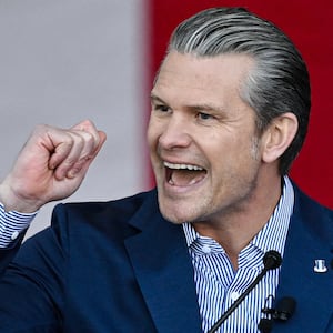 Defense Secretary Pete Hegseth speaks at Blue Origin in Cape Canaveral, Florida, on February 2, 2026.