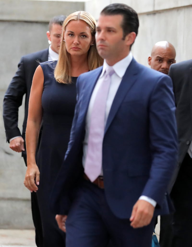Donald Trump Jr., the son of U.S. president Donald Trump, and his wife Vanessa arrive at State Supreme Court for a divorce hearing in New York City, New York, U.S., July 26, 2018. REUTERS/Brendan McDermid