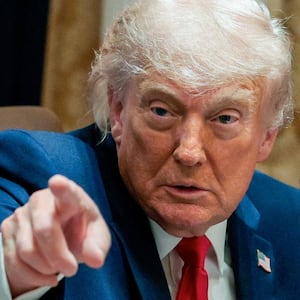 U.S. President Donald Trump points his finger during a cabinet meeting in the Cabinet Room at the White House, in Washington, D.C., U.S., May 27, 2026. REUTERS/Evan Vucci