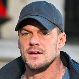 Alan Ritchson is seen on the set of "The Man With The Bag" in Midtown Manhattan on December 17, 2024, in New York City.