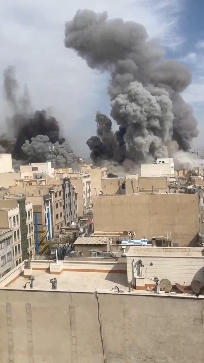 Smoke rises following reported explosions, amid the U.S.-Israeli conflict with Iran, in Tehran, Iran in this screengrab obtained from a social media video released on March 7, 2026. Social Media/via REUTERS  THIS IMAGE HAS BEEN SUPPLIED BY A THIRD PARTY. NO RESALES. NO ARCHIVES. NEWS USE ONLY.  VERIFICATION: -Buildings and road layout matched file and satellite imagery. -Date not verified but no older versions of the video were found online before Saturday (March 7). -Corroborating images from different points of view show the same plumes of smoke and were also published on Saturday. -Israeli military said it launched strikes on Tehran on Saturday. -Explosions were heard in several areas of the Iranian capital, the state media reported.