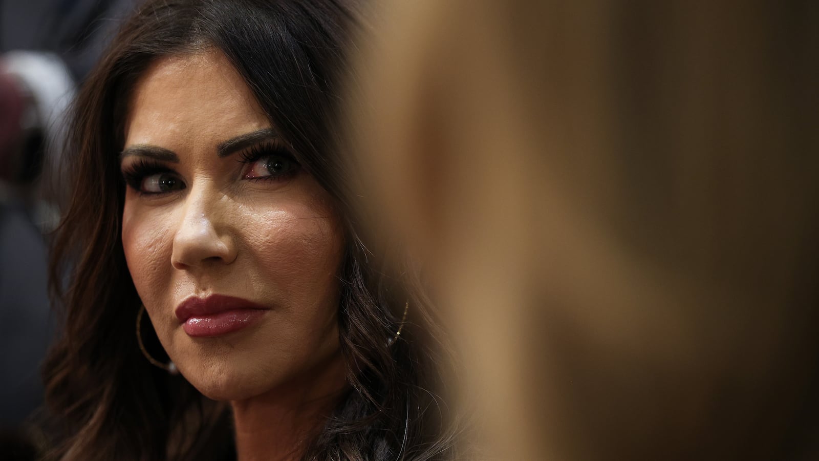 U.S. Secretary of the Department of Homeland Security Kristi Noem looks on during a meeting of the Cabinet in the Cabinet Room of the White House on January 29, 2026 in Washington, DC.