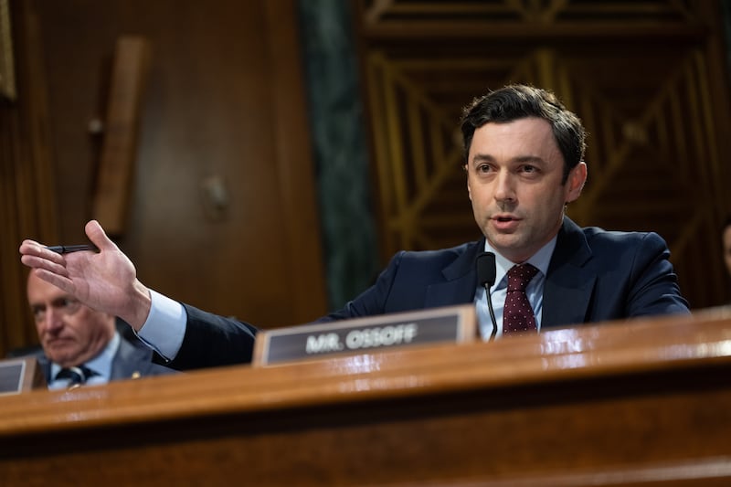 Democratic Sen. Jon Ossoff grilled Jay Clayton during a confirmation hearing for the Trump nominee to be the next Director of National Intelligence on July 15, 2026 in Washington, DC.