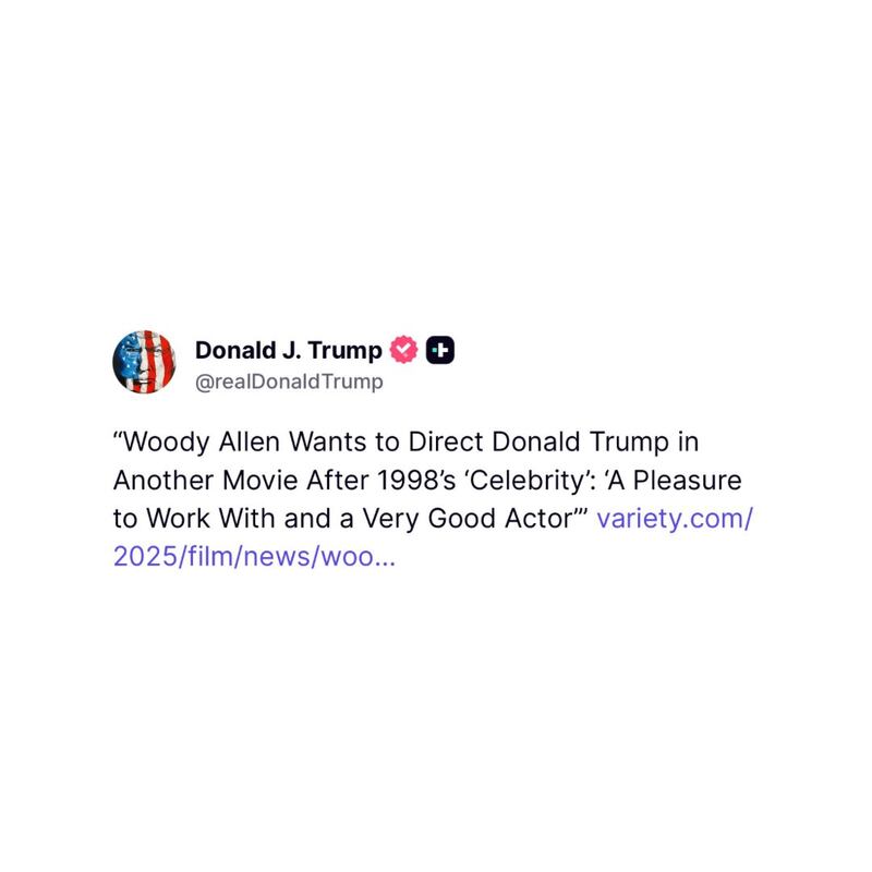 Allen praised Trump's on and off-screen performance.