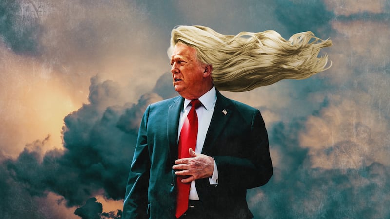 Donald Trump with flowing hair