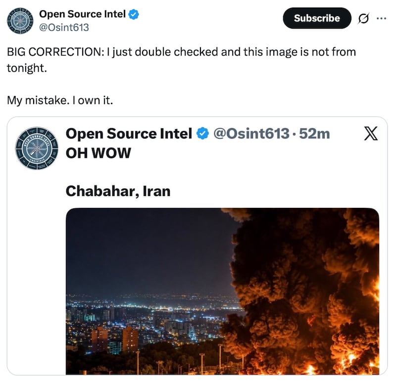 Open Source Intel highlight their mistake.