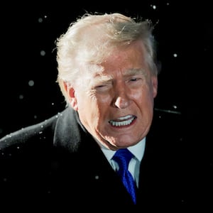 President Donald Trump speaks to reporters before boarding Marine One on the South Lawn of the White House on February 06, 2026 in Washington, DC.