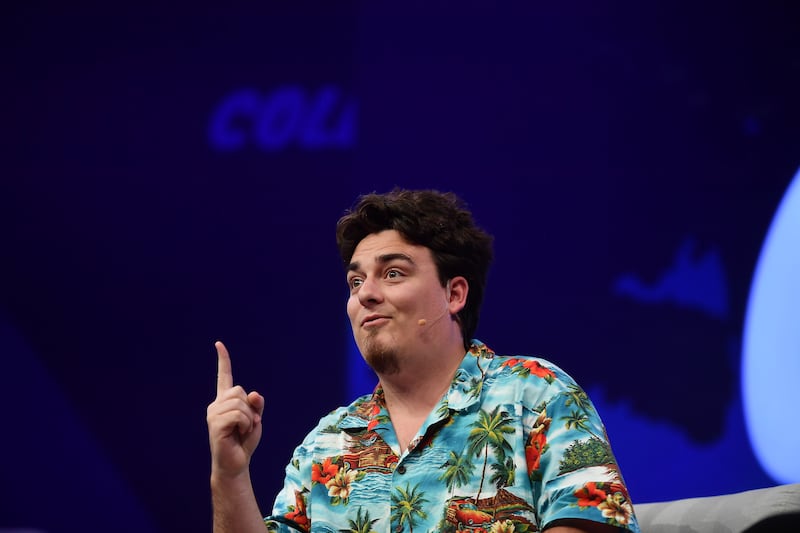 Toronto , Canada - 22 May 2019; Palmer Luckey, Oculus VR, on Centre Stage during day two of Collision 2019 at Enercare Center in Toronto, Canada. (Photo By David Fitzgerald/Sportsfile via Getty Images)