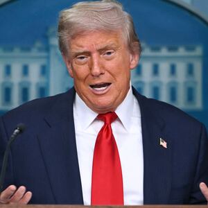 President Donald Trump speaks during a news conference on August 11, 202 where he suggested his meeting with Vladimir Putin would just be to see what the Russian president "has in mind" 
as he pushes for a peace deal with Ukraine.