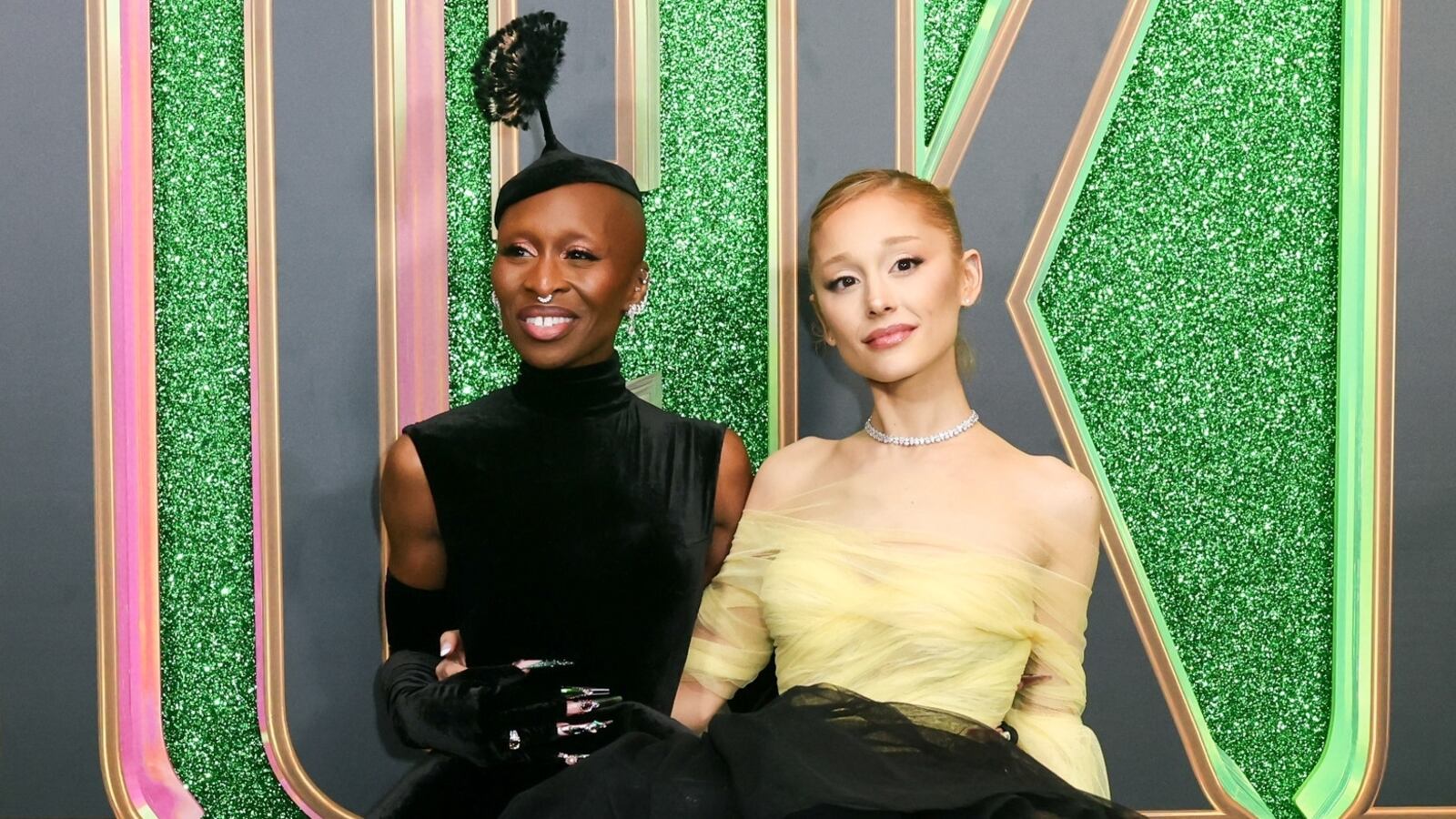 Cynthia Erivo and Ariana Grande attend the European Premiere of "Wicked: Part One" at The Royal Festival Hall on November 18, 2024 in London, England.