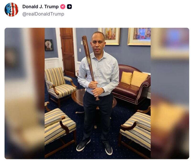 Trump's Truth Social post about Hakeem Jeffries