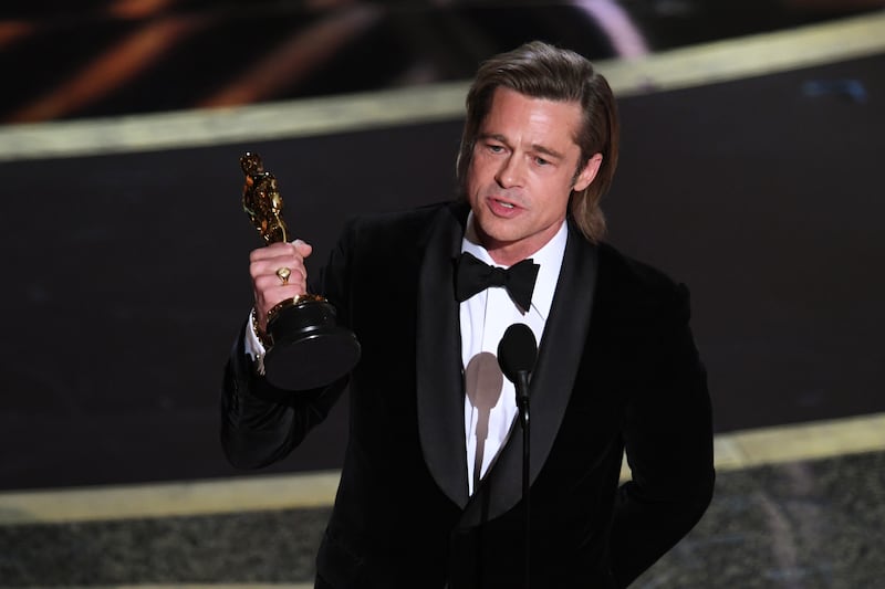 Brad Pitt accepts the Actor in a Supporting Role award for 'Once Upon a Time...in Hollywood'