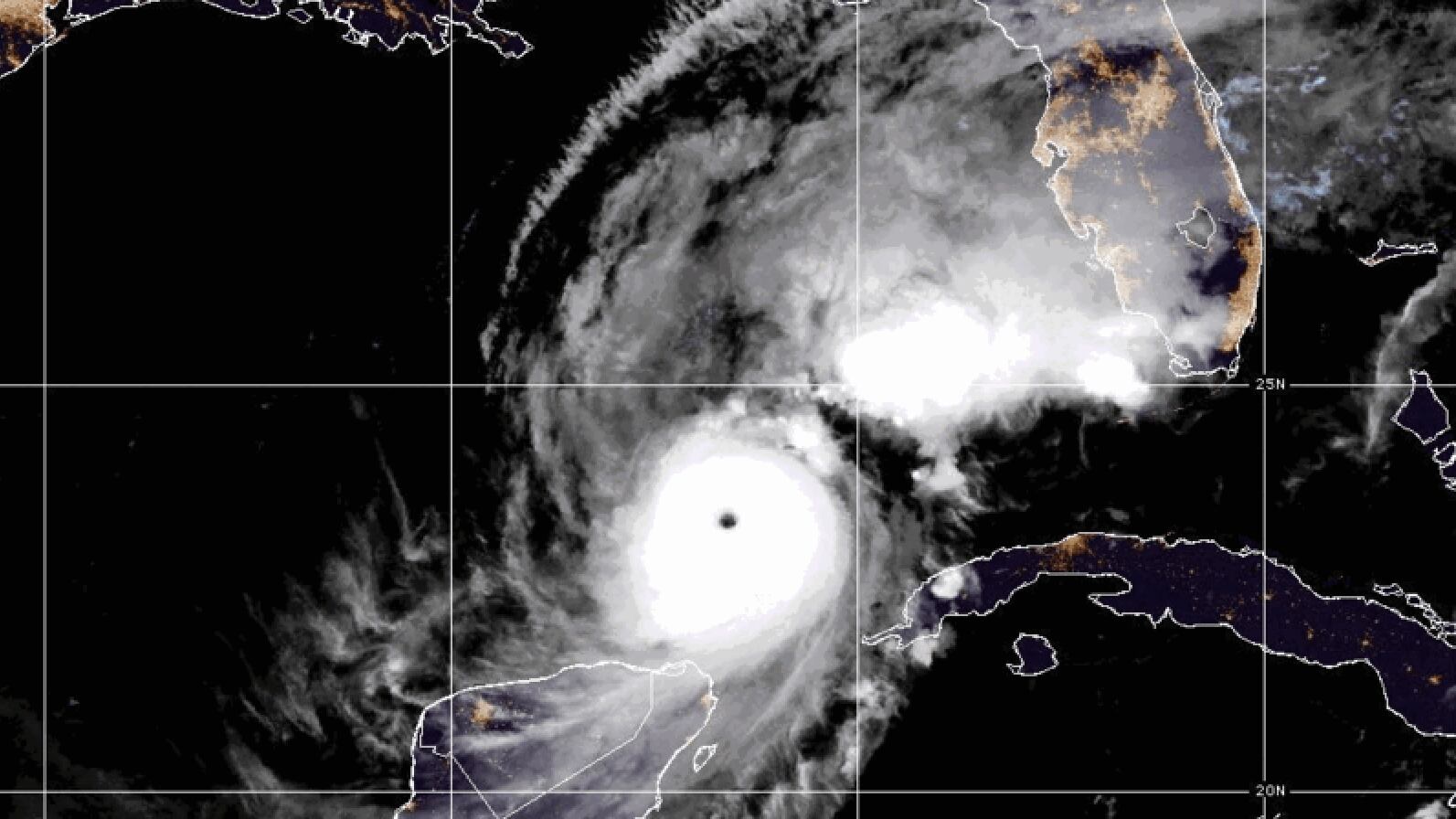 A satellite image shows Hurricane Milton as it heads towards Florida.