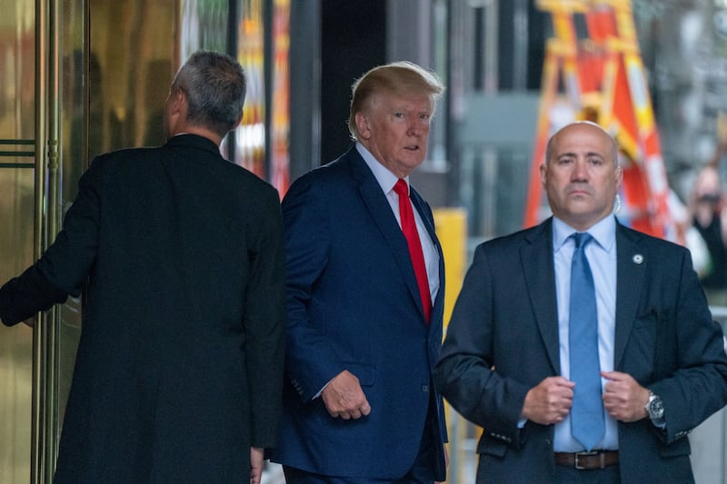 Former U.S. President Donald Trump  departs Trump Tower for a deposition two days after FBI agents raided his Mar-a-Lago Palm Beach home, in New York City.