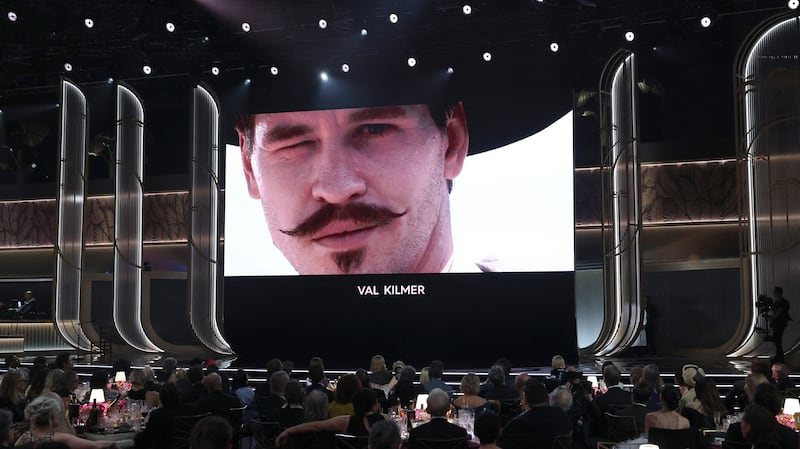 A picture of Val Kilmer during the In Memoriam segment at Actor Awards, in Los Angeles, California, U.S., March 1, 2026.