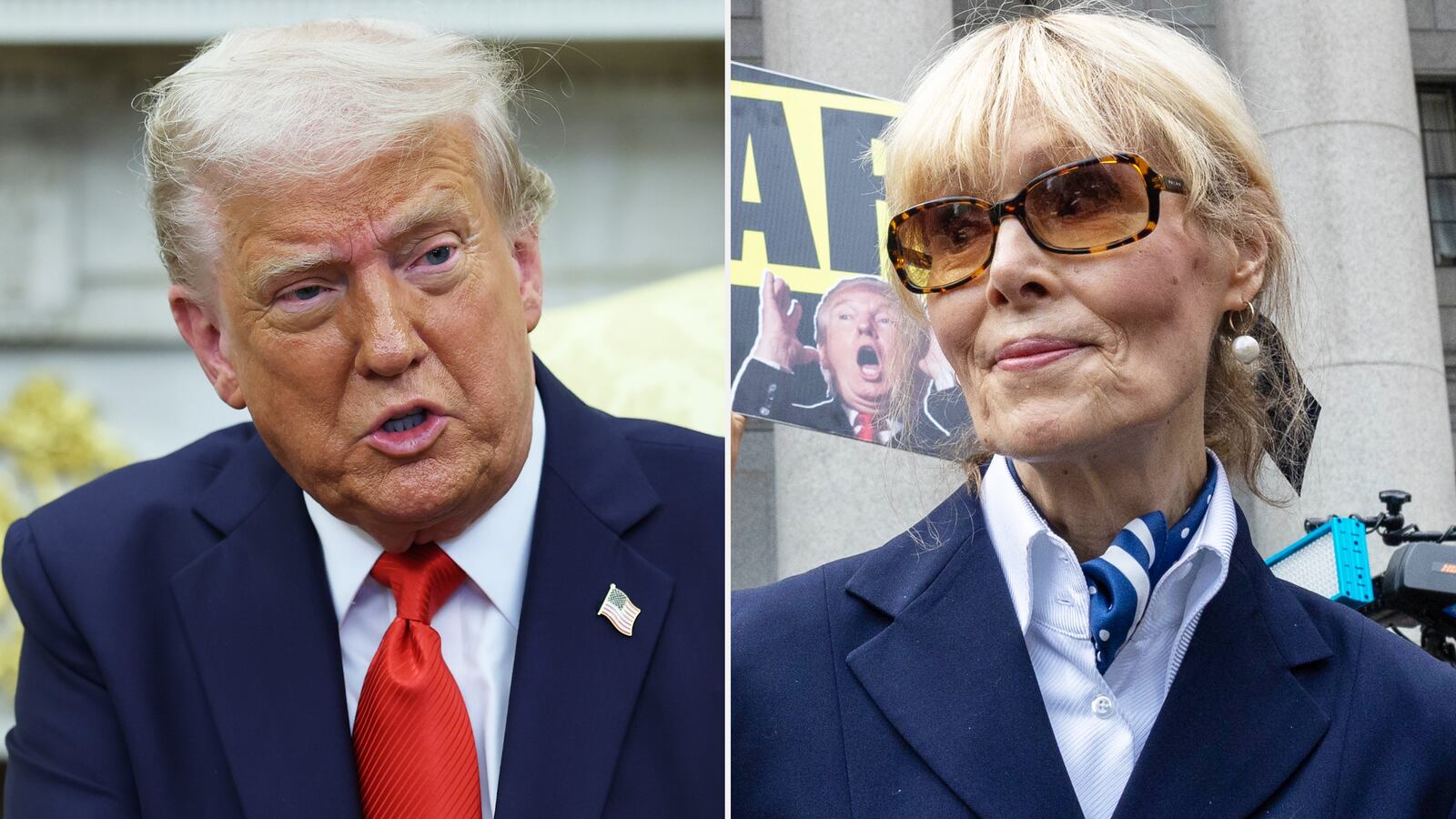 Donald Trump, E Jean Carroll photo split