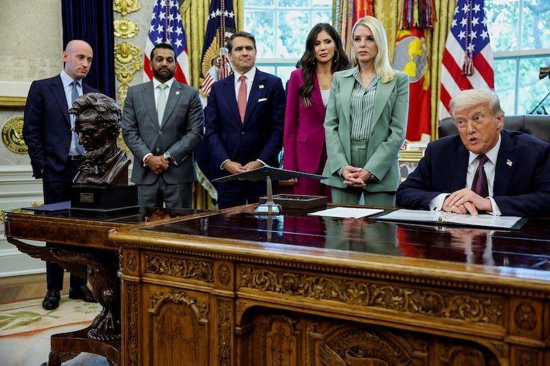 Trump kristi noem pam bondi todd blanche kash patel stephen miller