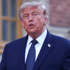 President Donald Trump speaks as he arrives to attend a dinner hosted by French President Emmanuel Macron and his wife, Brigitte Macron, to mark the 250th anniversary of the United States’ independence, at the Palace of Versailles near Paris, France, June 17, 2026.