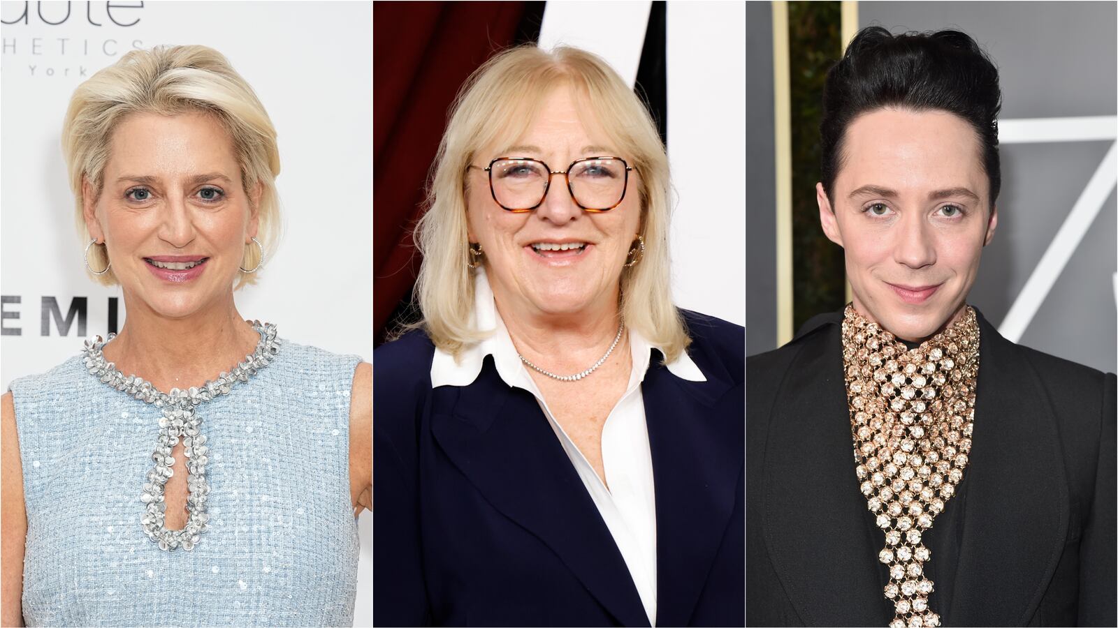 A splitscreen of Dorinda Medley, Donna Kelce, and Johnny Weir