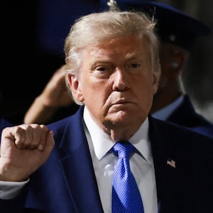 U.S. President Donald Trump gestures