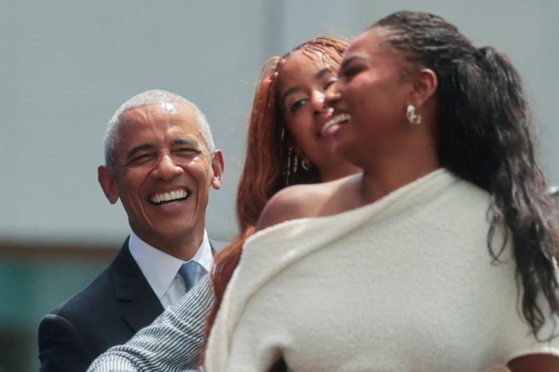 The Obama family was all smiles at Thursday’s ceremony.