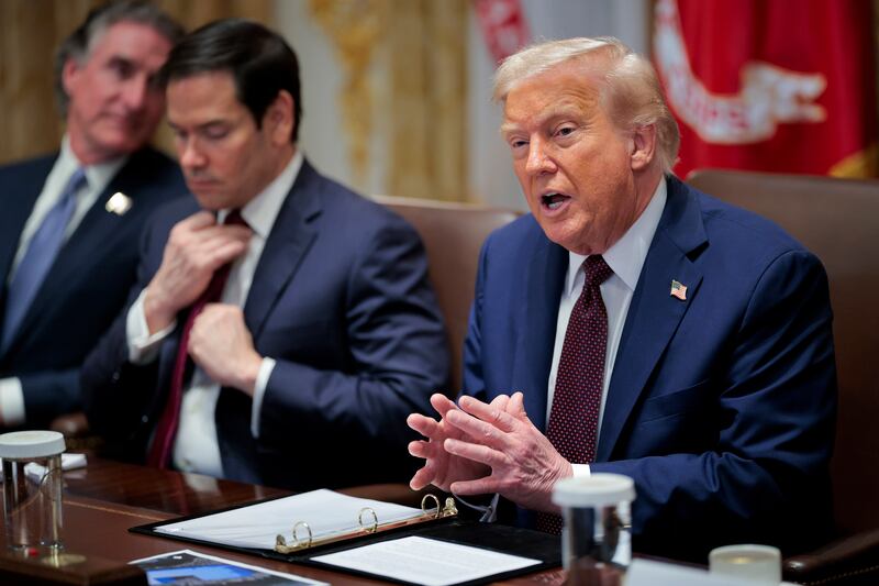 President Donald Trump talks about his crime crackdown during a cabinet meeting with members of his administration.