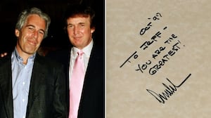 Jeffrey Epstein, Donald Trump and Trump's hand-written message.