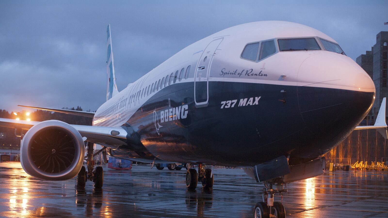 Boeing 737 MAX 8 sits outside the hangar during a media tour of the Boeing 737 MAX at the Boeing plant in Renton, Washington.