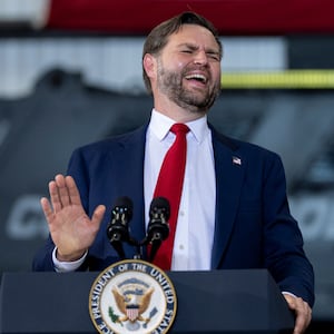 US Vice President JD Vance speaks about tax cuts and support for law enforcement at ConcordÐPadgett Regional Airport on September 24, 2025, in Concord, North Carolina. (Photo by Alex Brandon / POOL / AFP) (Photo by ALEX BRANDON/POOL/AFP via Getty Images)