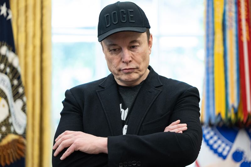 WASHINGTON, DC - MAY 30: Elon Musk, during a news conference with President Donald Trump on May 30, 2025 inside the Oval Office at the White House in Washington. (Photo by Tom Brenner For The Washington Post via Getty Images)
