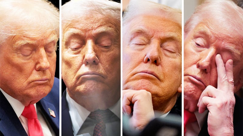 A photo composite of Donald Trump sleeping.