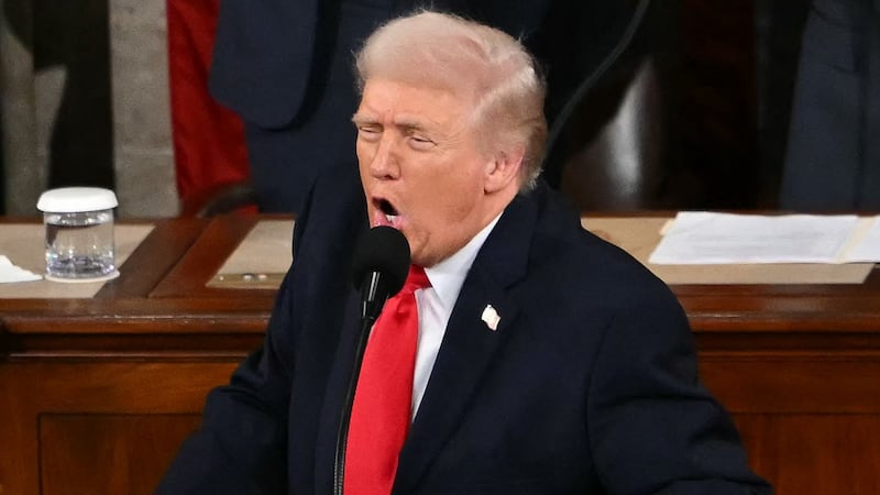 US President Donald Trump delivers the State of the Union address in the House Chamber of the US Capitol in Washington, DC, on February 24, 2026. (Photo by ANDREW CABALLERO-REYNOLDS / AFP via Getty Images)