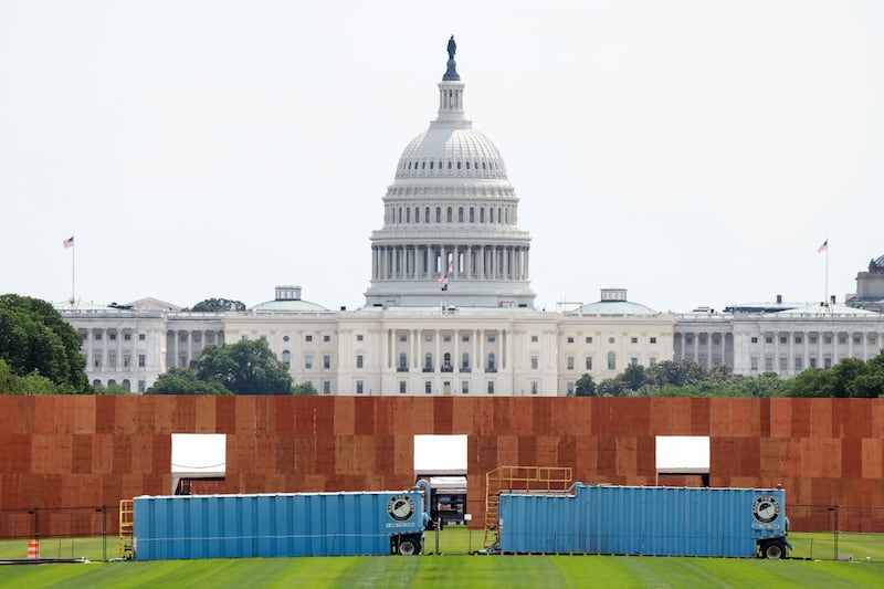View of the preparations for the America 250 festivities on the National Mall, with the U.S. Capitol building seen in the background, in Washington, D.C., U.S., June 9, 2026. REUTERS/Kevin Lamarque