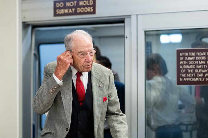 Sen. Chuck Grassley, R-Iowa, arrives in the U.S. Capitol for a vote on Wednesday, July 30, 2025.
