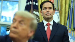 WASHINGTON, DC - JUNE 27: U.S. Secretary of State Marco Rubio attends a meeting between President Donald Trump and the Minister of Foreign Affairs and Cooperation of Rwanda Olivier Nduhungirehe and the Foreign Minister of the Democratic Republic of the Congo Thérèse Kayikwamba Wagner in the Oval Office at the White House on June 27, 2025. The meeting took place as a peace agreement brokered by the White House, which hopes to end a conflict in eastern Democratic Republic of Congo, was signed by officials of the two African nations. (Photo by Joe Raedle/Getty Images)