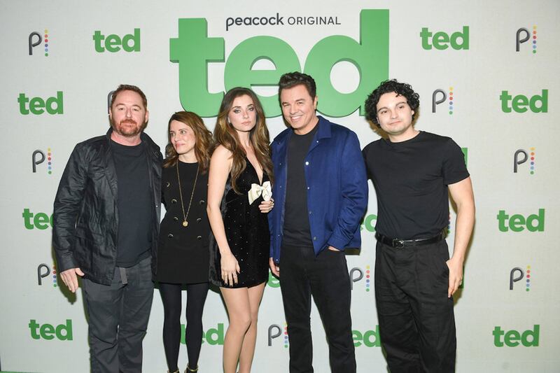 Scott Grimes, Alanna Ubach, Giorgia Whigham, Seth MacFarlane, Max Burkholder at the “Ted” Season 2 premiere.