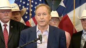 Republican Texas Senate candidate Ken Paxton refused to take questions not about law enforcement at his press conference on July 21 in Fort Worth, TX.
