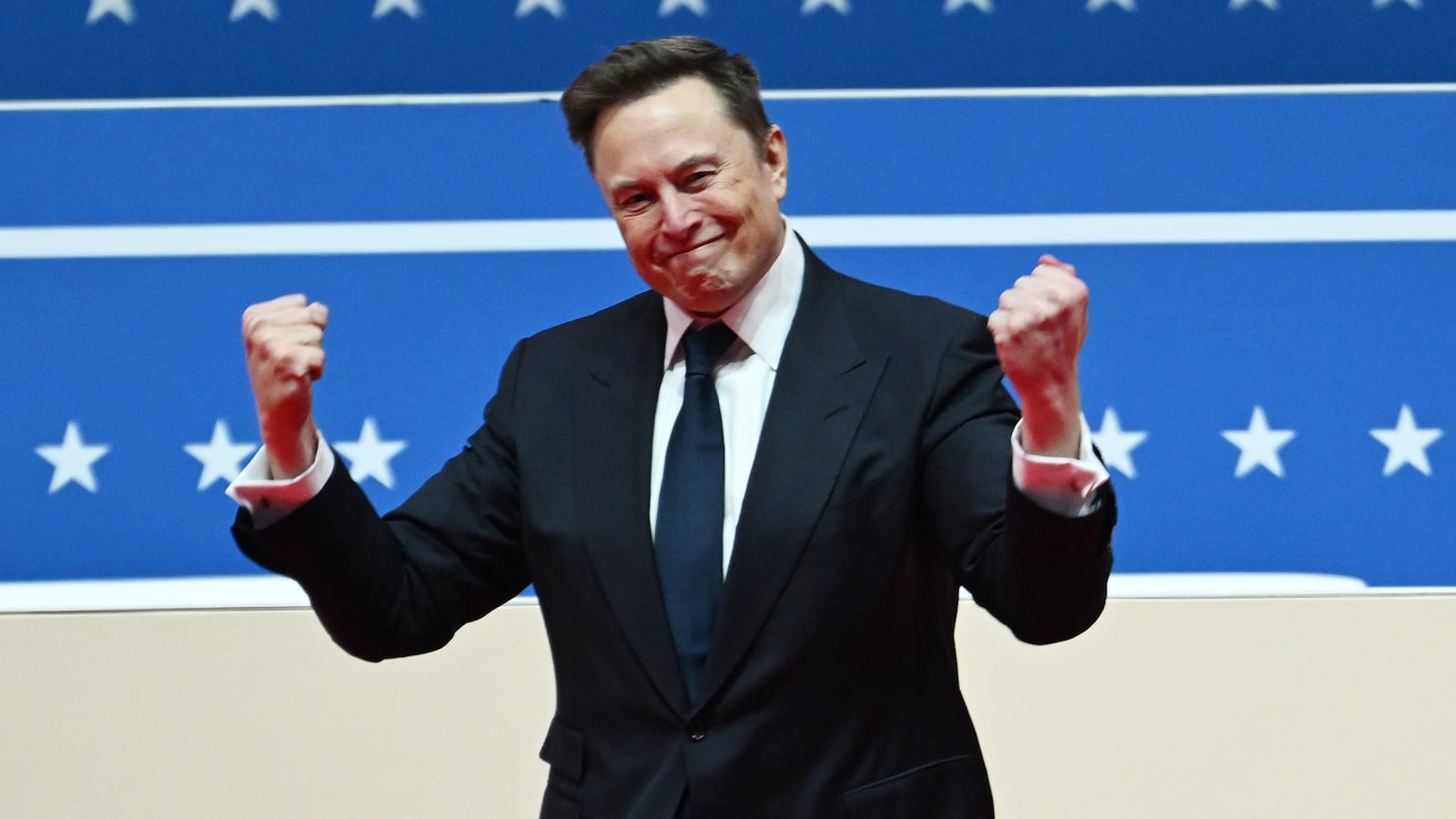 WASHINGTON, DC - JANUARY 20: Elon Musk appears at Capital One Arena where there was a live feed of the swearing in ceremony and a Presidential Parade on Monday January 20, 2025 in Washington, DC. Weather has moved Monday's inauguraton indoors. (Photo by Matt McClain/The Washington Post via Getty Images)