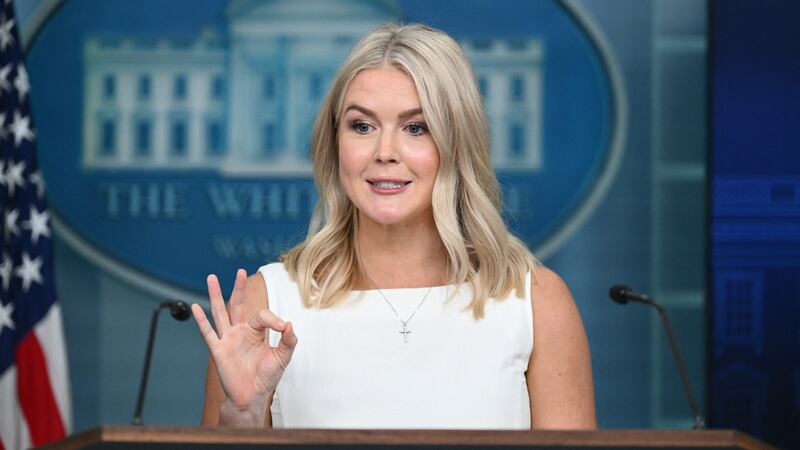 White House Press Secretary Karoline Leavitt speaks during the daily briefing in the Brady Briefing Room of the White House in Washington, DC, on August 19, 2025. (Photo by Mandel NGAN / AFP) (Photo by MANDEL NGAN/AFP via Getty Images)
